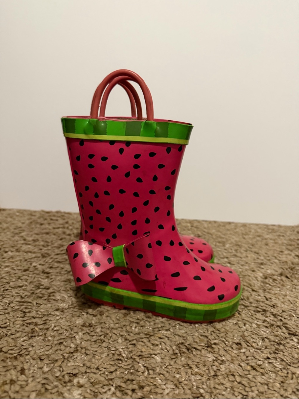 Girls Pink Watermelon Rain Boots with Bow